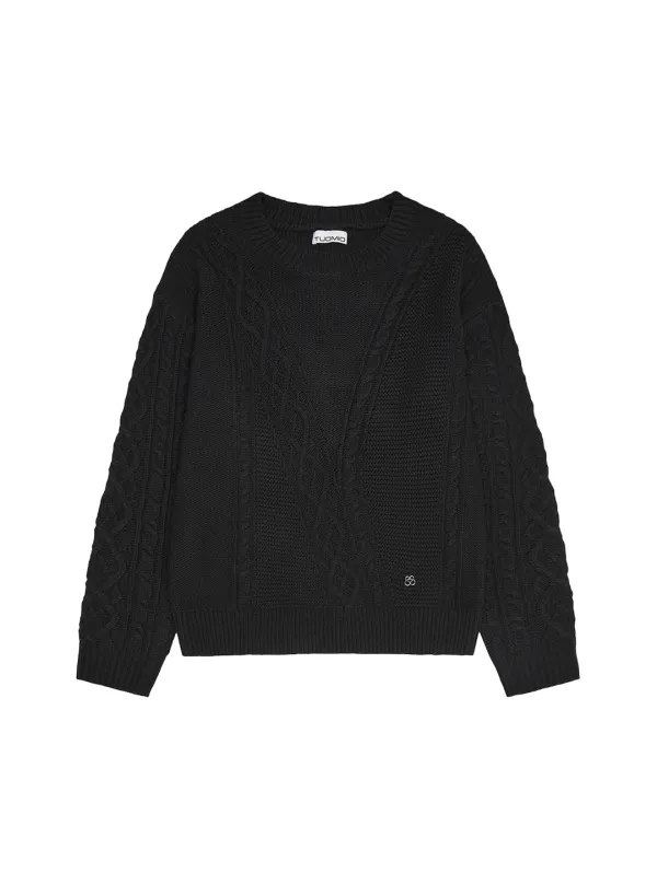 [09.28 예약 발송] MIXED CABLE WOOL KNIT [BLACK]