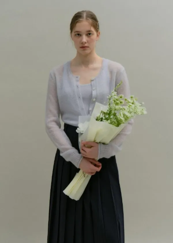 MOHAIR SHEER CARDIGAN (soft blue)
