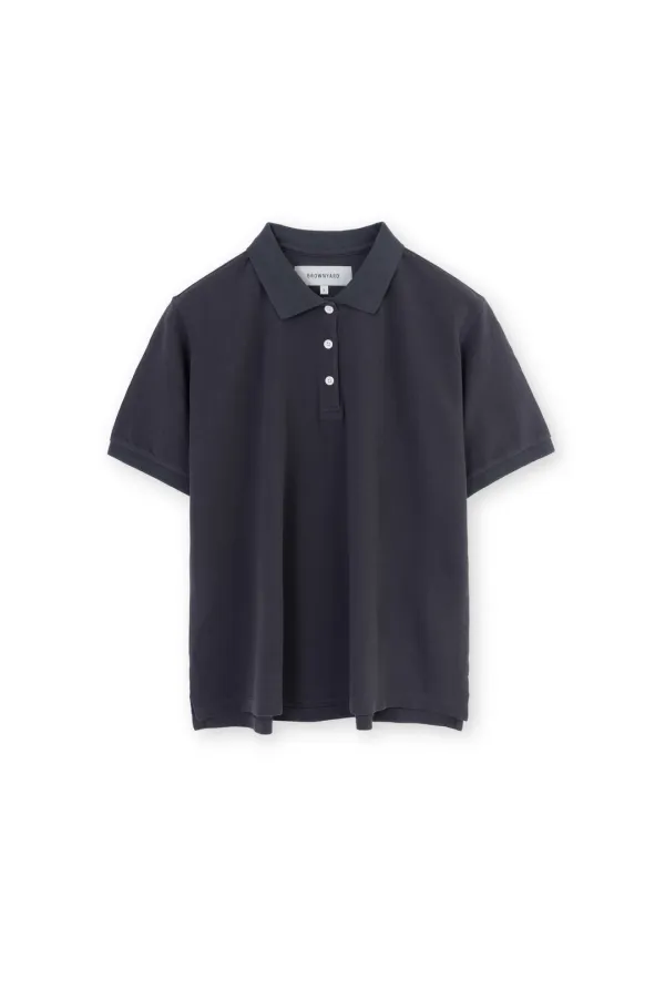 W Vintage Cotton Pique Shirt, Dark Navy