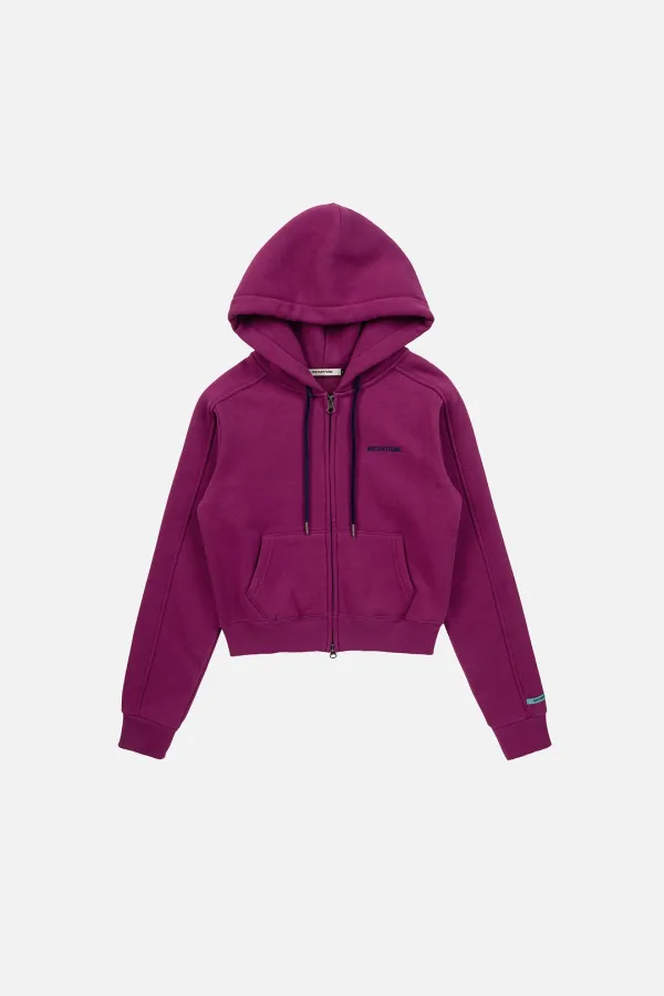 RHINESTONE ZIP HOOD UP HOODIE - PURPLE
