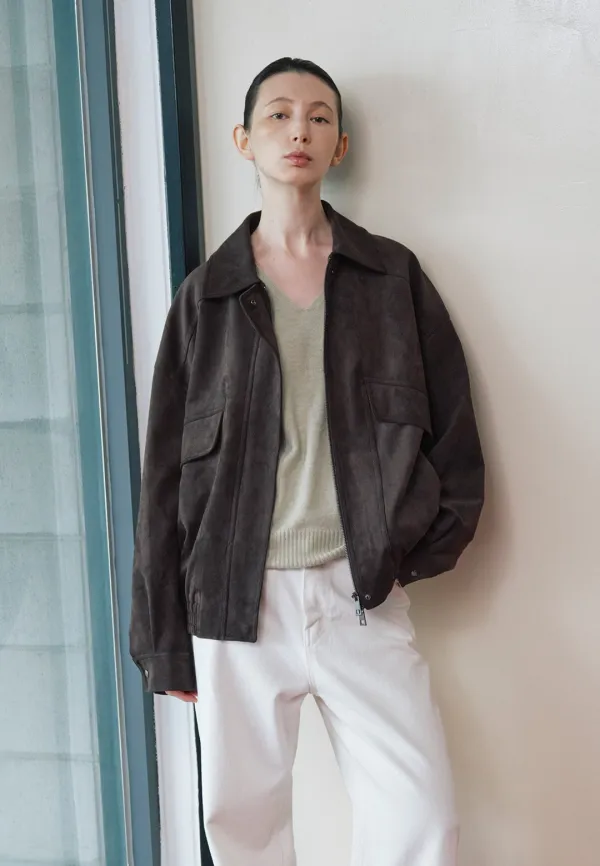 SUEDE BLOUSON JUMPER_CHARCOAL