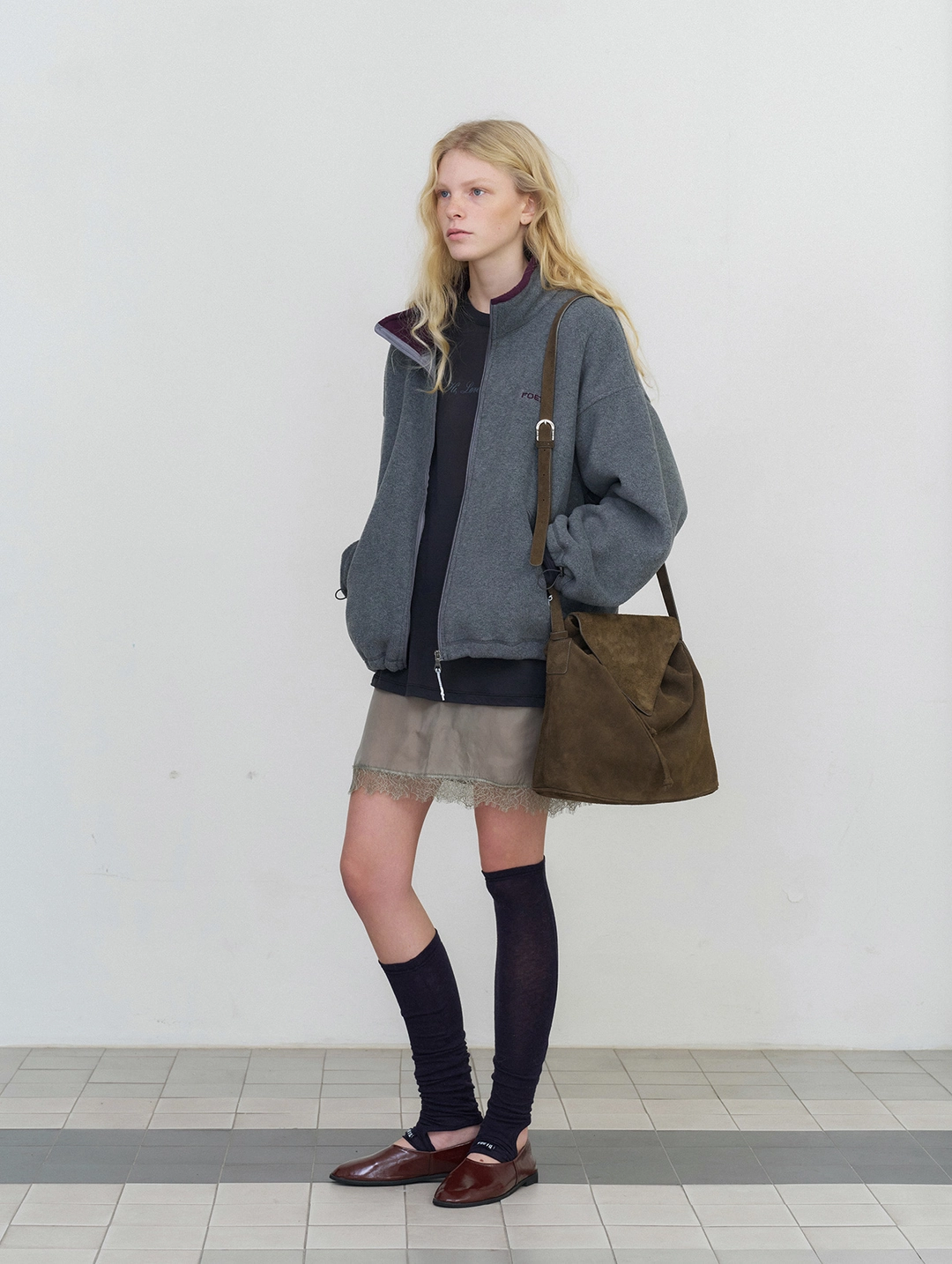 포에토 Lace over layered skirt - khaki 상품 이미지 2