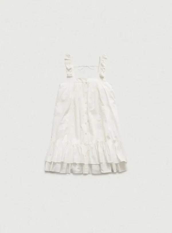 Ain Ruffle Square Neck Dress_White