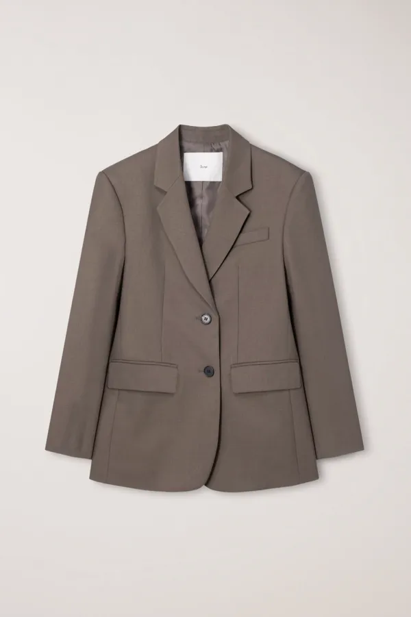 ESSENTIAL 2 BUTTON WOOL BLAZER MOCHA BROWN_UDJA6C202W2