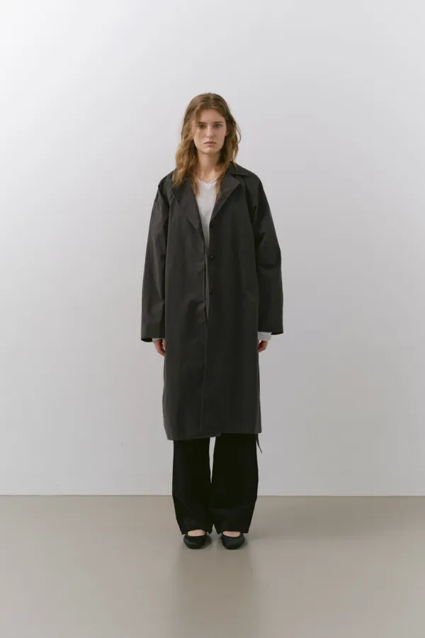 PANEL FRONT TRENCH COAT, CHARCOAL