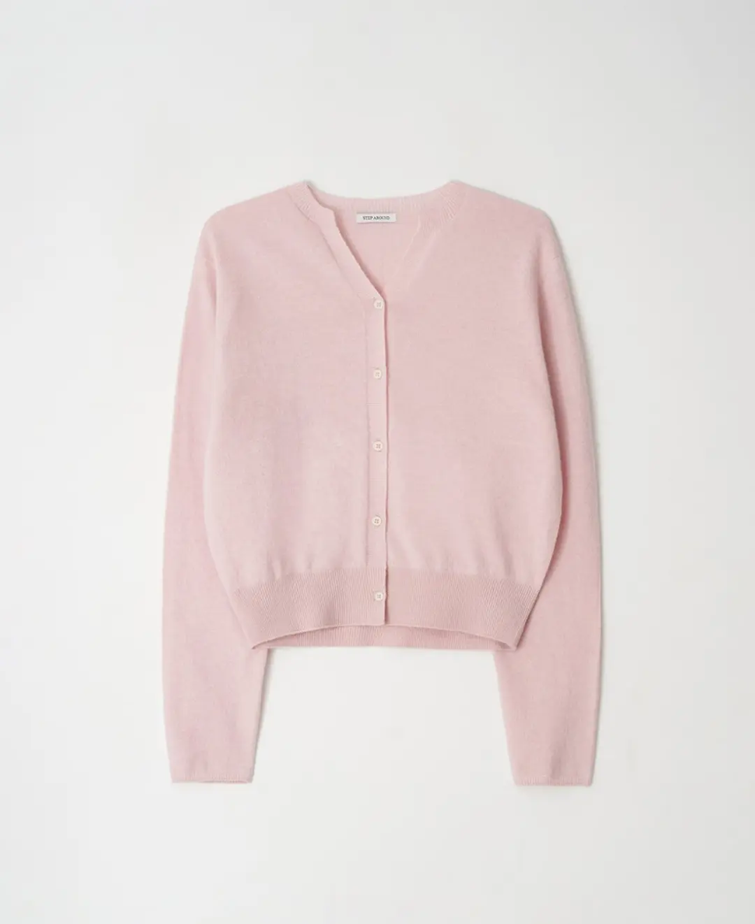 스텝어라운드 Cashmere whole garment round cardigan_BABY PINK 상품 이미지 1