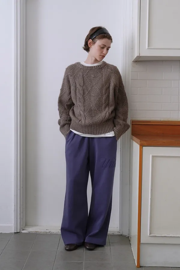 Lettering sweat pants_blue