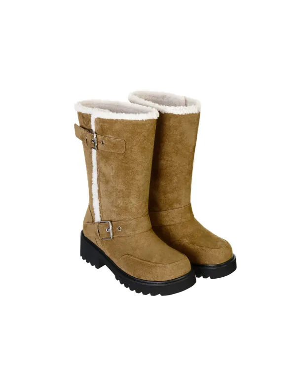 Hatched Shearling Boots · 해치드 시어링 부츠 / 카멜