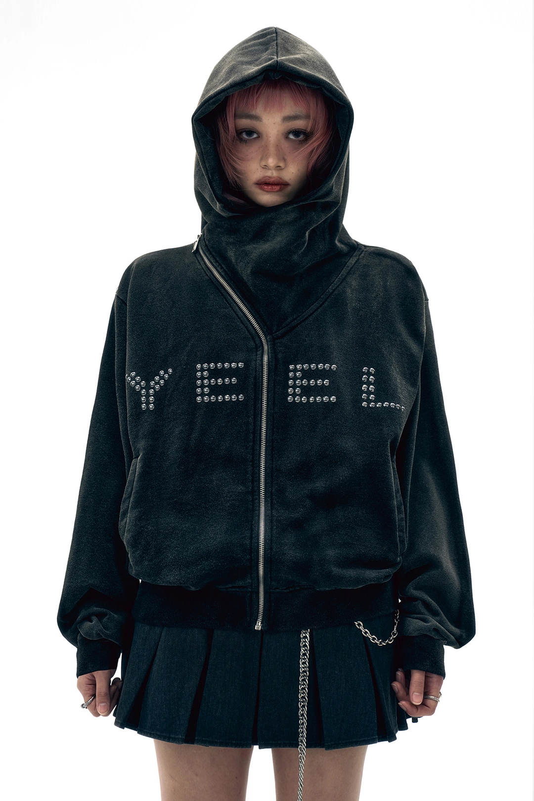 와이이이엘 STUDDED Y ZIP-UP HOODIE BLACK 상품 이미지 2