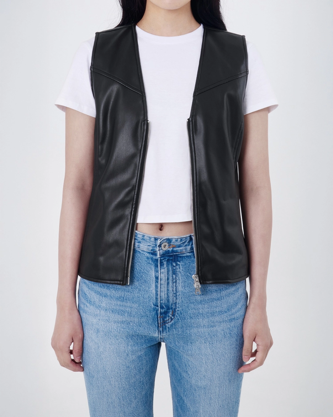 브라운야드 W Eco Leather Western Vest, Black 상품 이미지 2