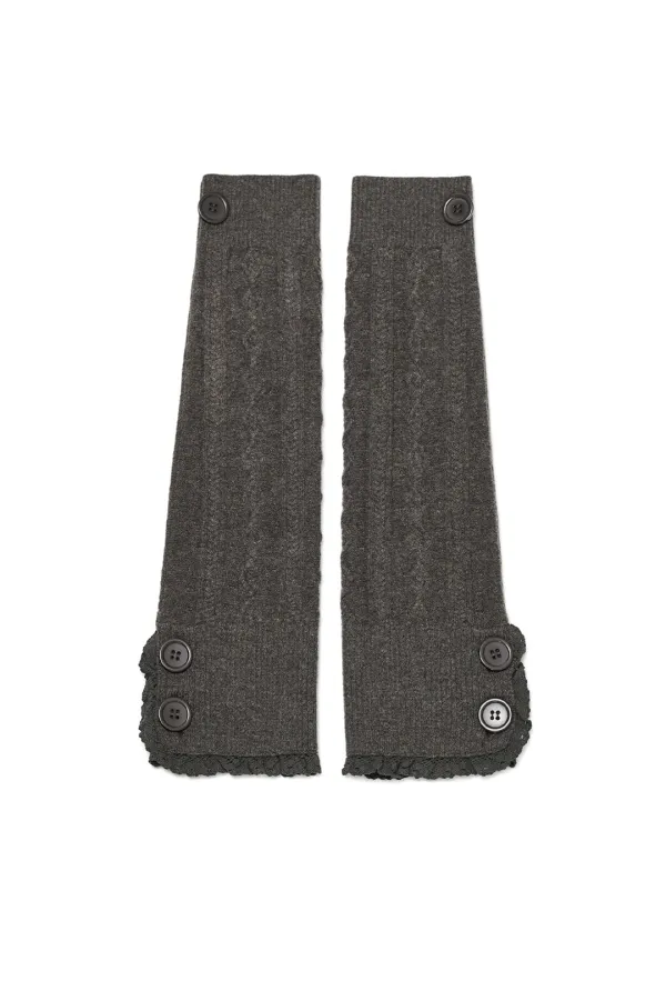 Button cable knit leg-warmer (Brown)