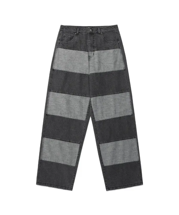 panel stitch jeans[black]