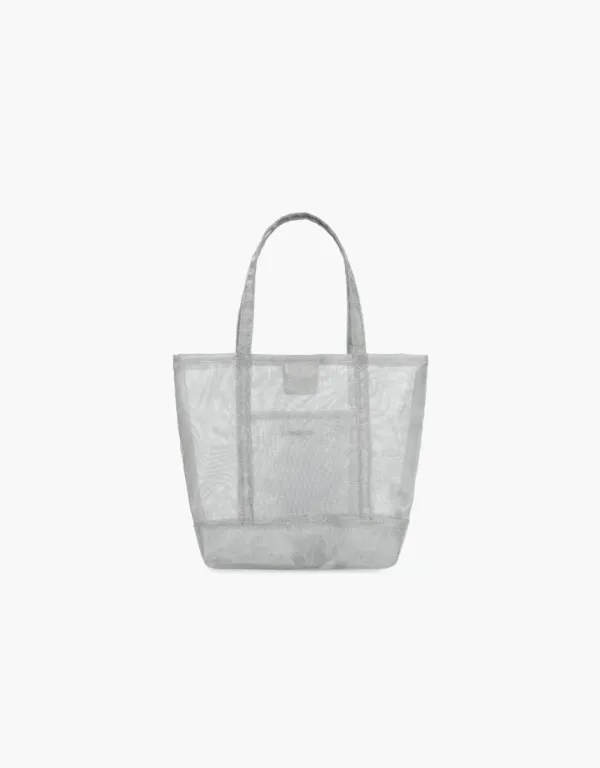 organza mini tote bag - silver