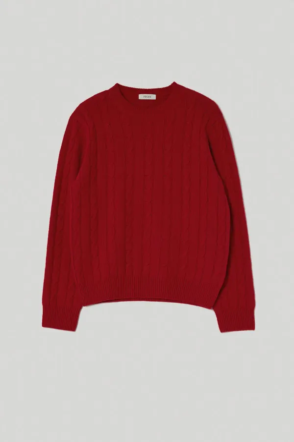 Classic cable sweater (Red)