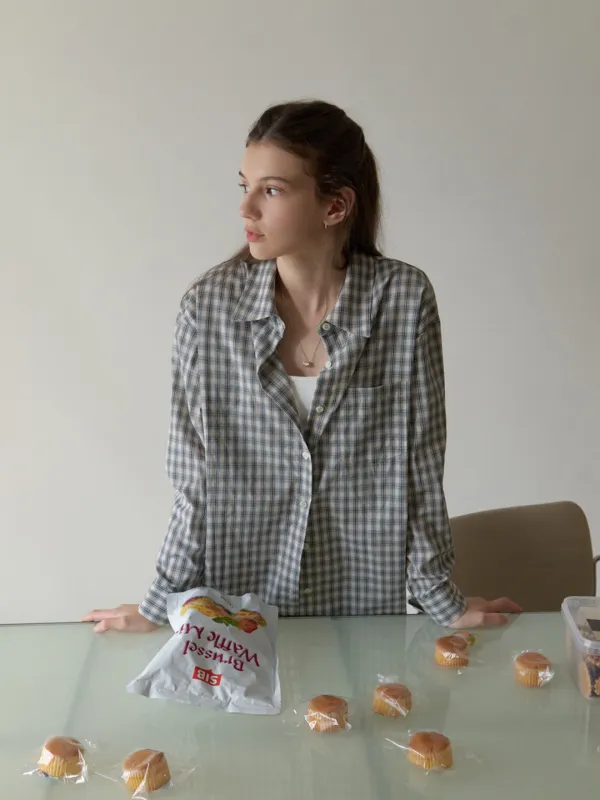 Hove overfit shirt (m/blue check)
