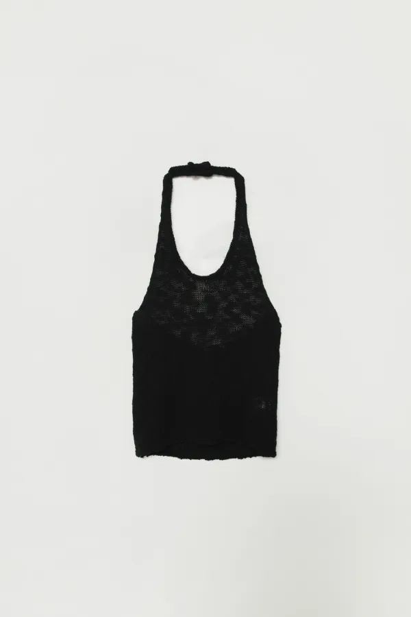 RAEL HALTER-NECK SLEEVELESS KNIT_BLACK