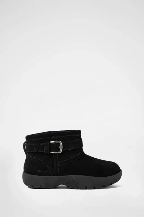 BOUCLE BUCKLE SHORT WINTER BOOTS / BLACK