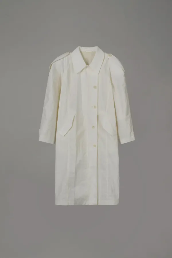 SIGNATURE VOLUME SLEEVE TRENCH COAT_WHITE
