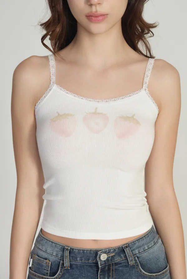 Pink strawberry pastel sleeveless top
