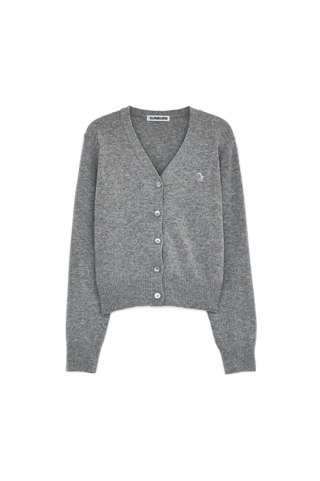 썬번프로젝트 CASHMERE BASIC V-NECK CARDIGAN, MELANGE GRAY 상품 이미지 1