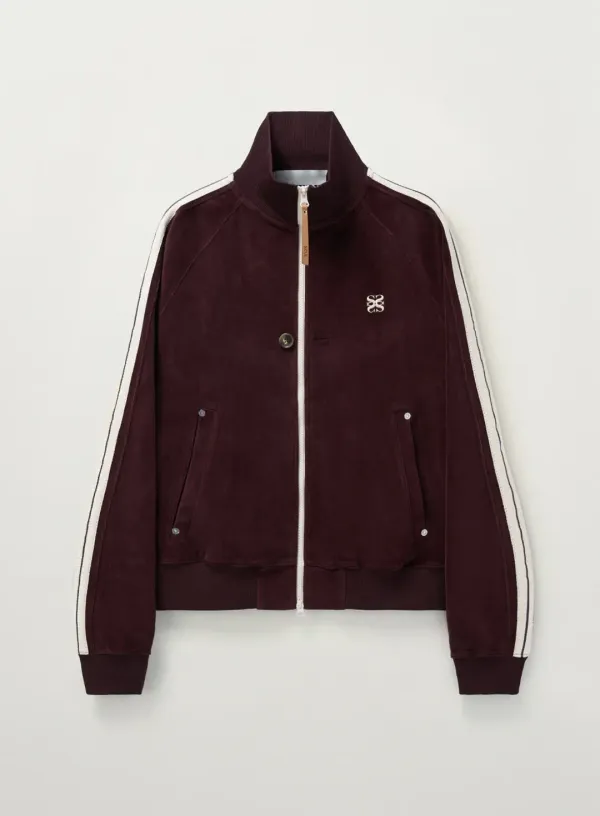 Lawton Velour Track Zip-up Jacket - Burgundy