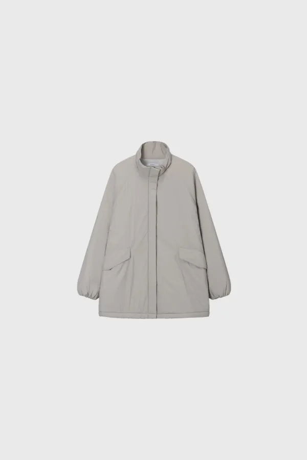 Fleece Padded High Neck Jumper (Beige / Navy)
