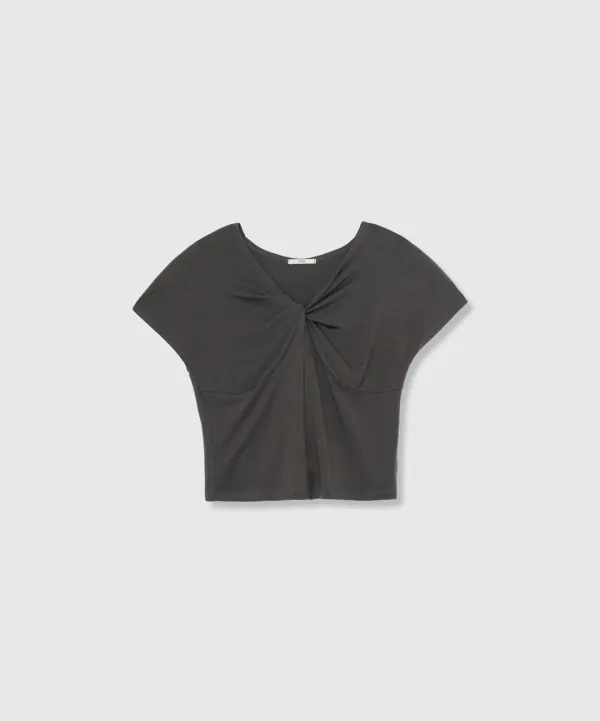 Easy soft ribbon tee (Charcoal)