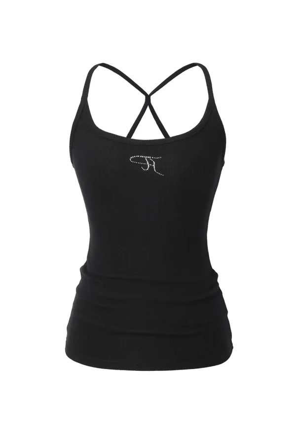 Jewel cross back tank top