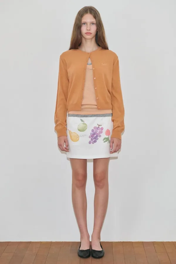 [수지 착용] Graphic Mini Skirt (Cream)