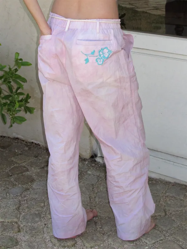 TIE-DYE NYLON BANDING PANTS_LIGHT PINK