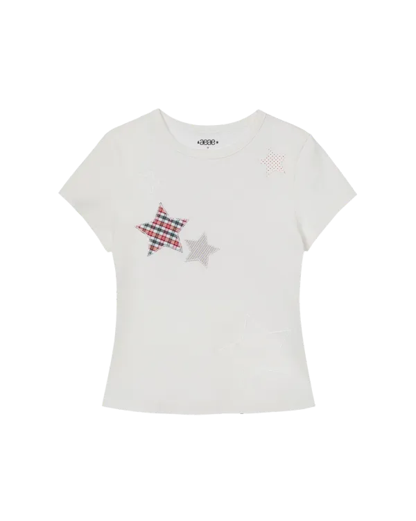 CHECK STAR TEE [WHITE]