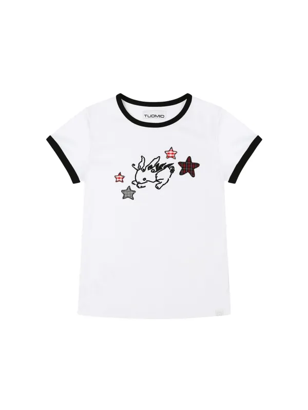 STAR BUNNY RINGER T-SHIRT [WHITE]