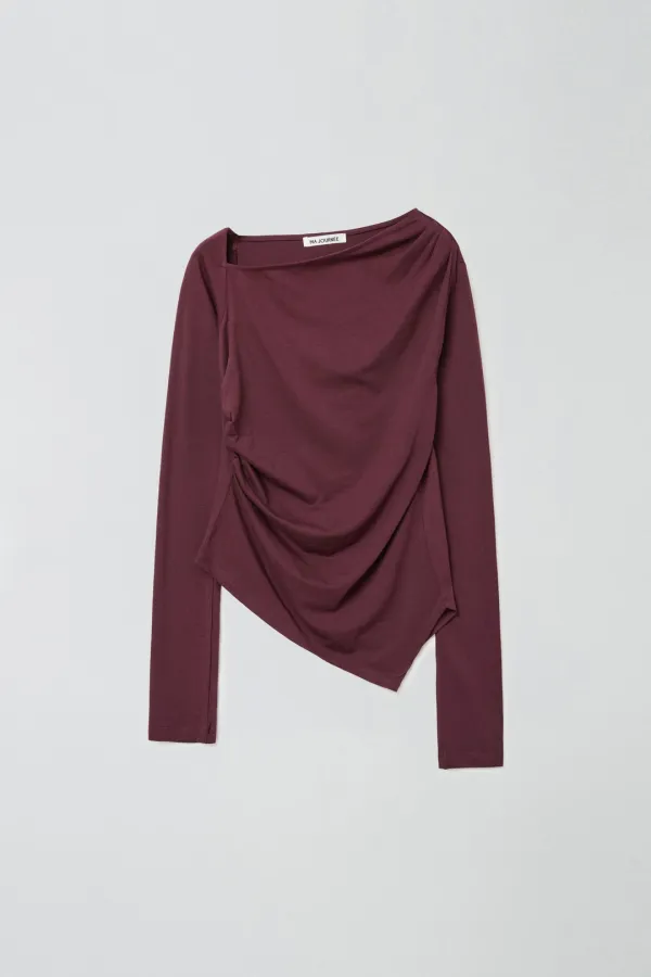 [1차 리오더] ASYMMETRIC SHIRRING TOP_WINE