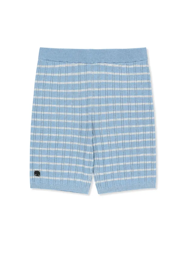 STRIPE KNIT SHORTS IN LIGHT BLUE