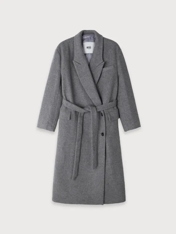 LONDON Merino Wool Double Oversized Tailored Coat_Melange Gray