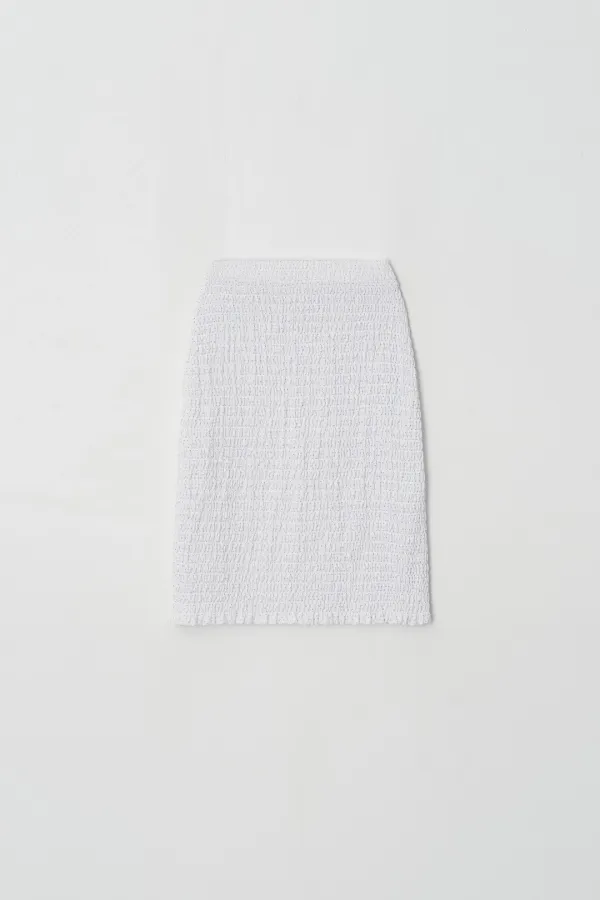 Smocked Banding Skirt (white)