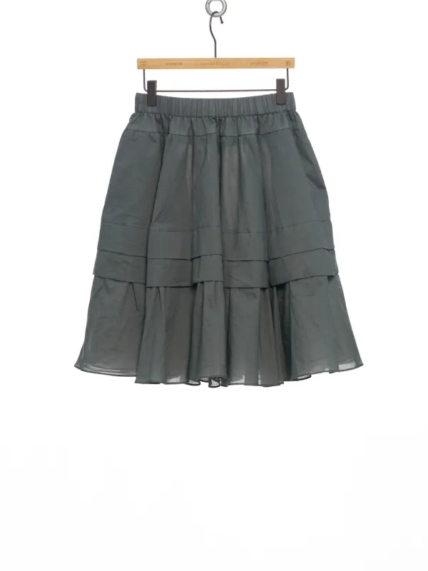 PF25 KHAKI FRILLED A-LINE SKIRT