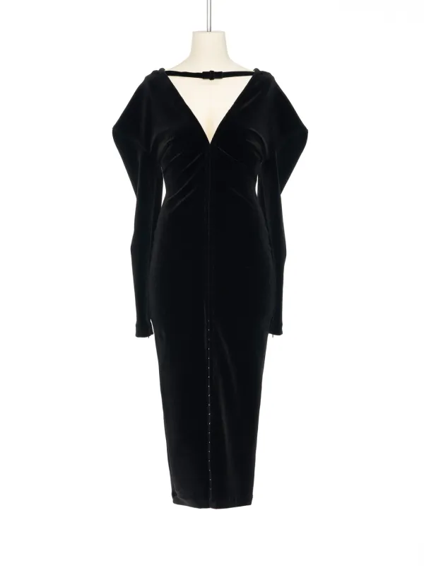 FW25 BLACK STRAP POINT DRESS