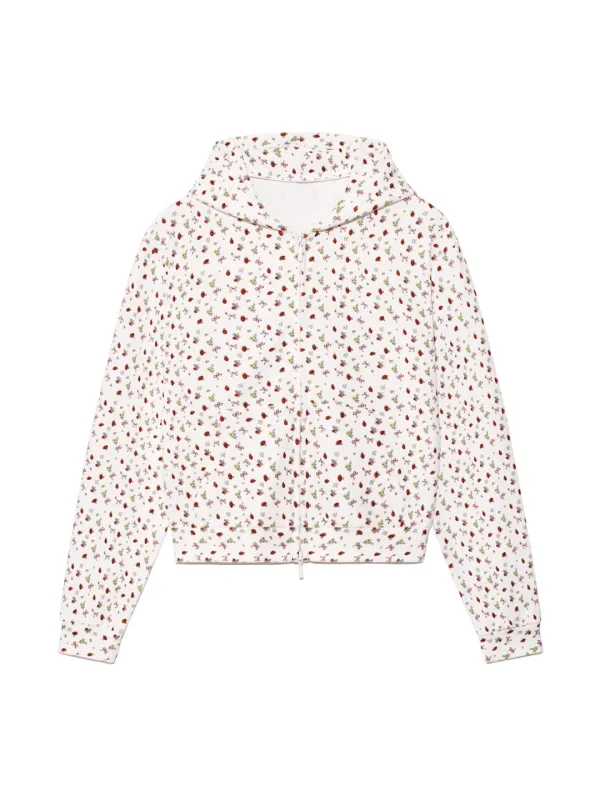 LAZY SUNDAY TERRY ZIP UP (STRAWBERRY BOW)