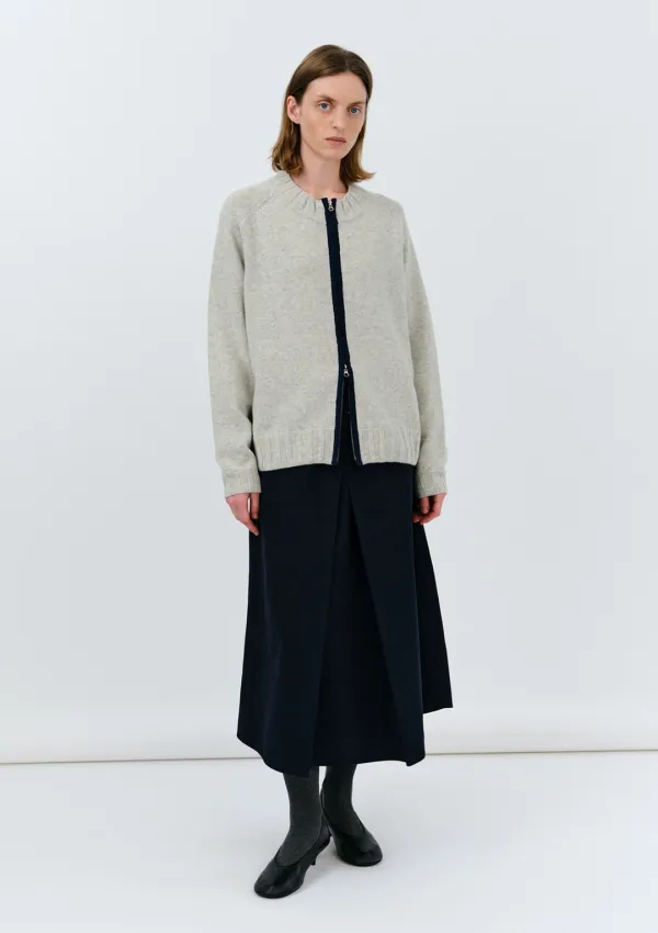 Kaia Zip-Up Cardigan in Melange Gray