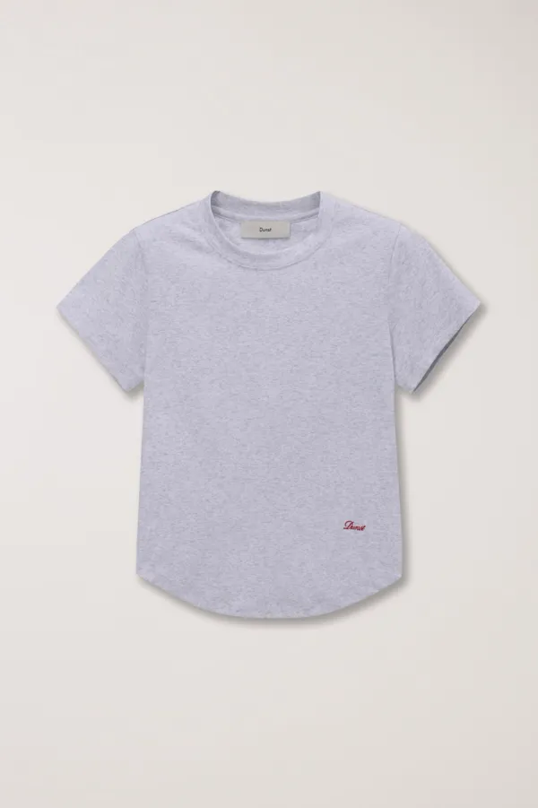CURVED HEM SLIM TOP LIGHT MELANGE GREY_UDTS6B225G1