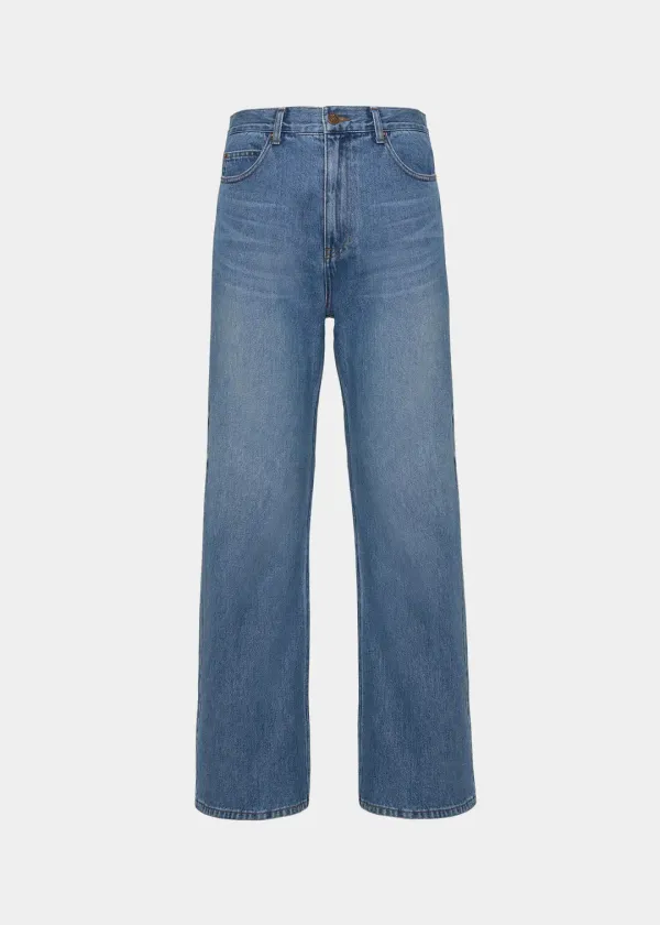 W WASHED FLARED JEANS - BLUE