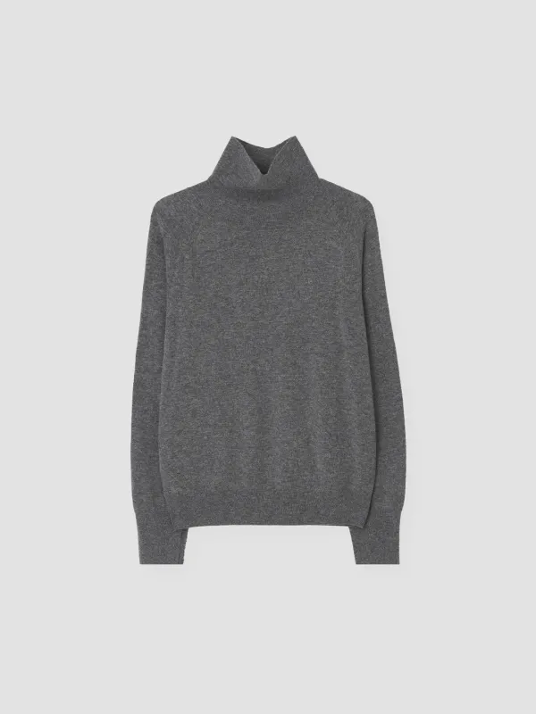 SOFT CASH WOOL TURTLE KNIT_MELANGE GREY_OE3C2MKN90GRM