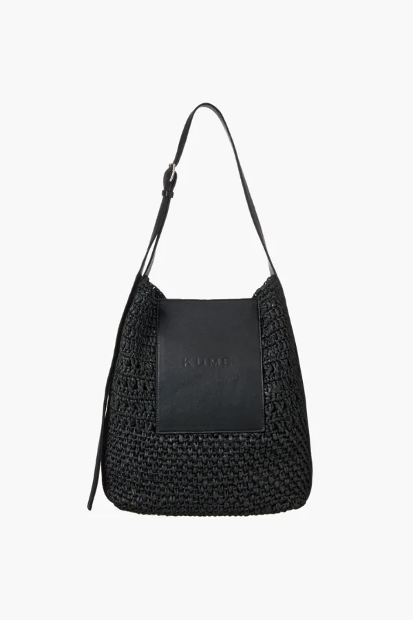 KUME Raffia Shoulder Bag, Black