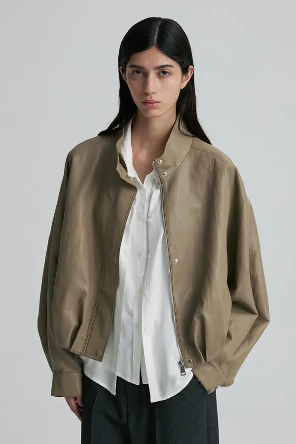 [9/28 순차배송] LEATHER BLOUSON JACKET HAZELNUTS