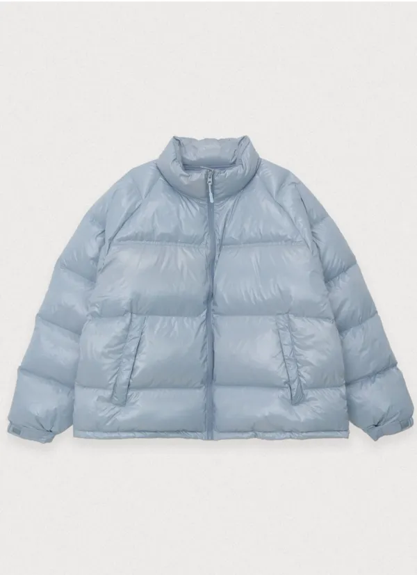 Gloss puffer duck down jumper - cloud blue