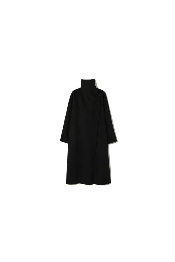 STAND NECK HANDMADE LONG COAT [BLACK]