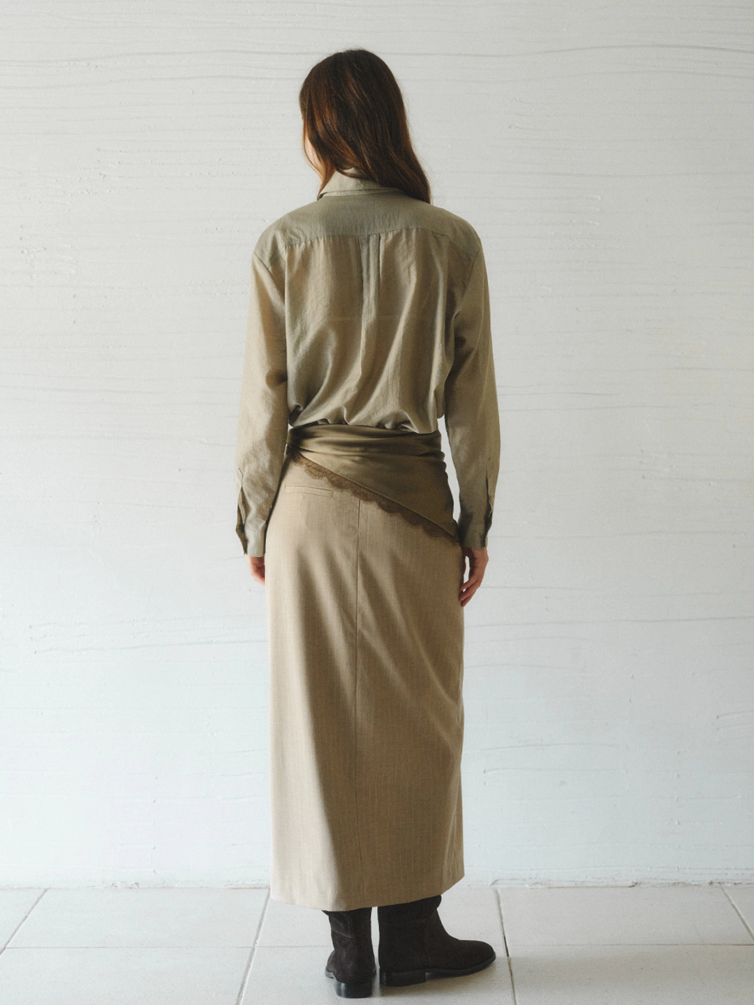 르니나 TREE stripe H-line skirt_beige 상품 이미지 3