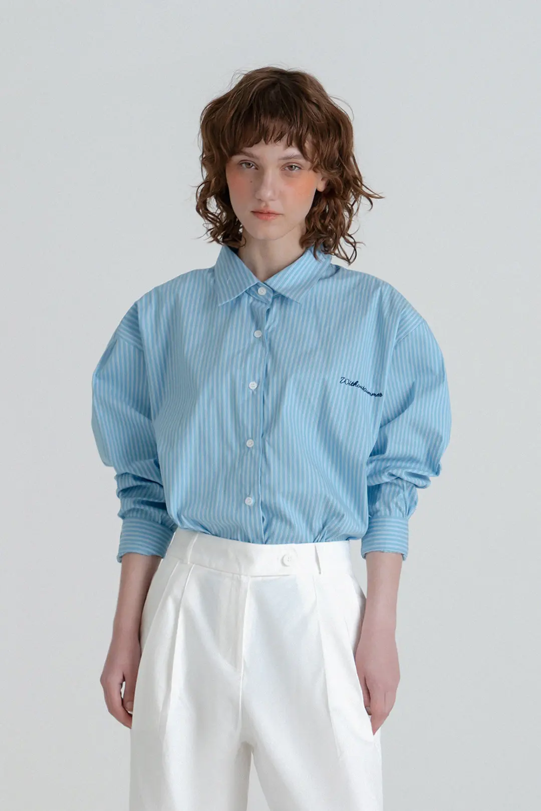 위드아웃썸머 Blooming shirt_stripe blue 상품 이미지 2