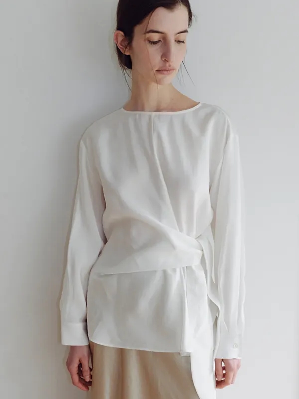 NUA SILKY WRAP BLOUSE_IVORY